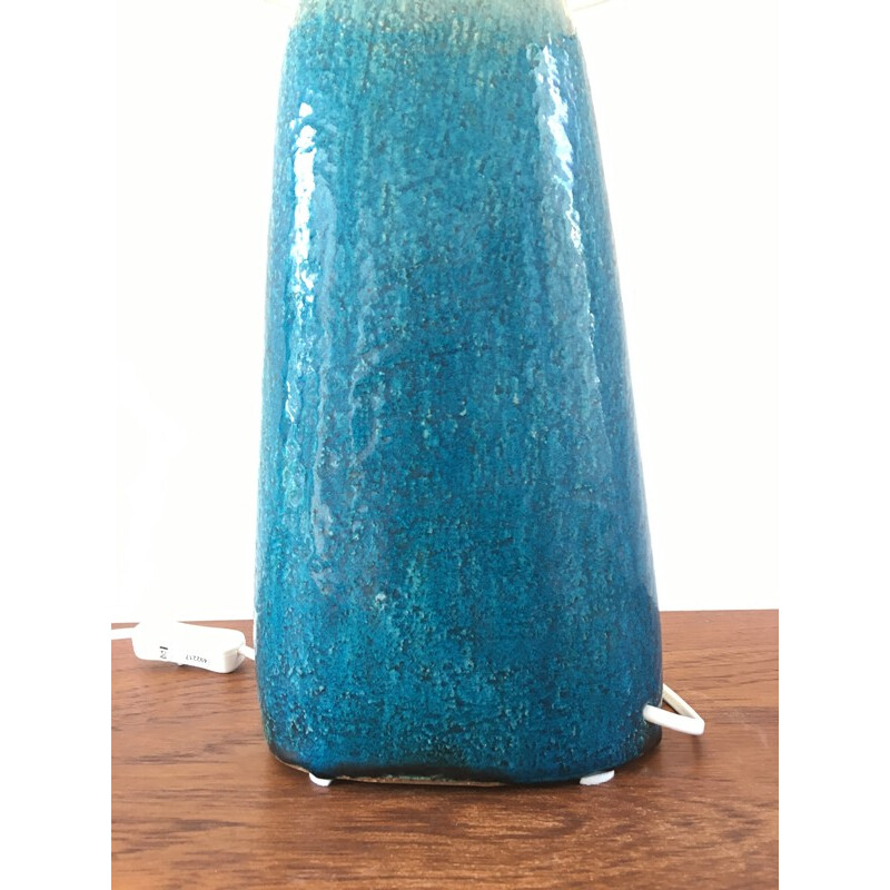 Vintage turquoise table lamp by Nils Kähler for Herman A Kahler Ceramic - 1950s