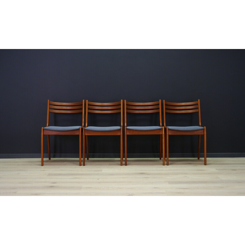 Vintage set of 4 teak dining chairs - 1960s