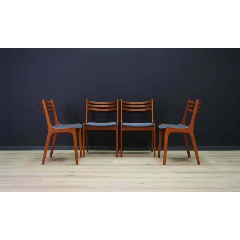 Suite de 4 chaises à repas vintage en teck - 1960