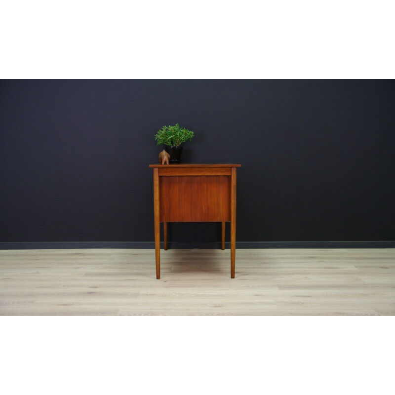 Vintage teak desk with 6 drawers - 1960s