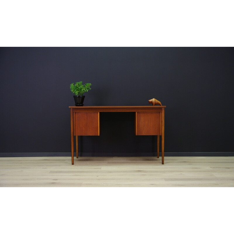 Vintage teak desk with 6 drawers - 1960s