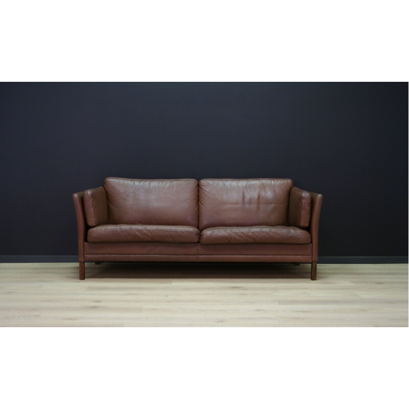 Vintage danish leather 2 seater sofa  - 1960s