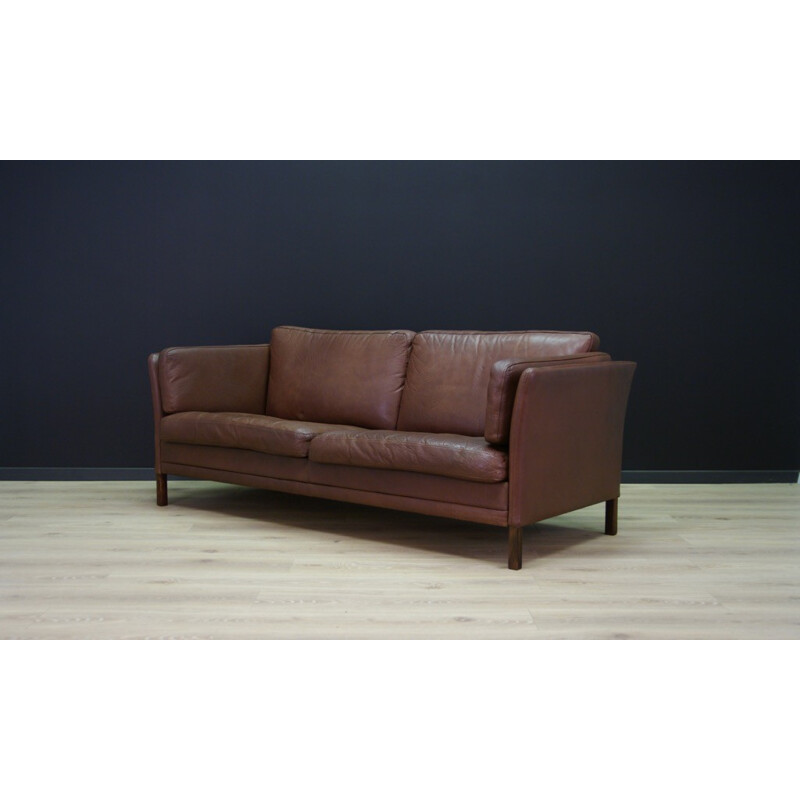 Vintage danish leather 2 seater sofa  - 1960s