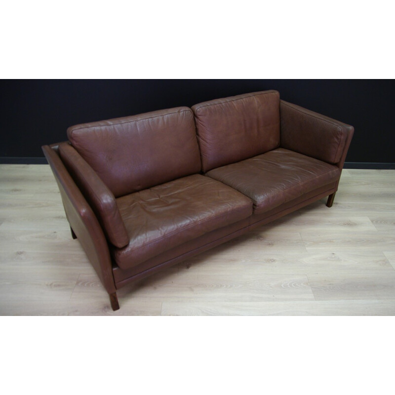 Vintage danish leather 2 seater sofa  - 1960s