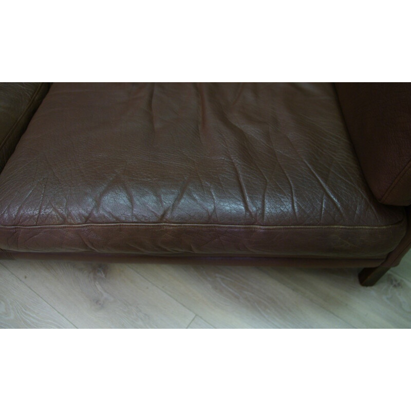 Vintage danish leather 2 seater sofa  - 1960s