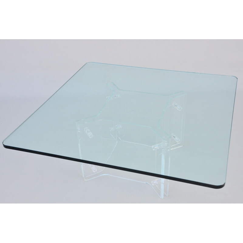 Vintage coffee table in glass and lucite - 1970s