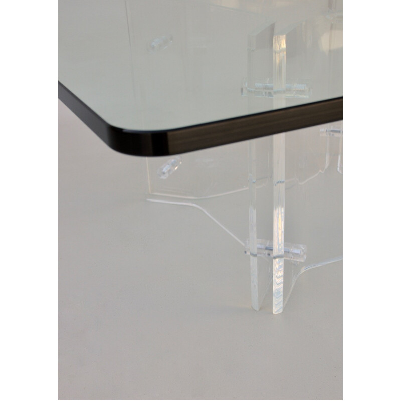 Vintage coffee table in glass and lucite - 1970s