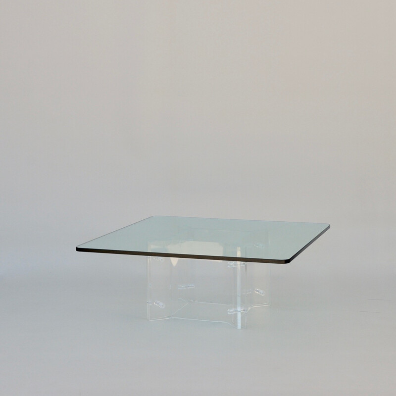 Vintage coffee table in glass and lucite - 1970s