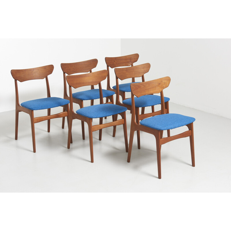 Vintage set of 6 dining chairs in teak by Schionning & Elgaard for Randers Mobelfabrik - 1960s