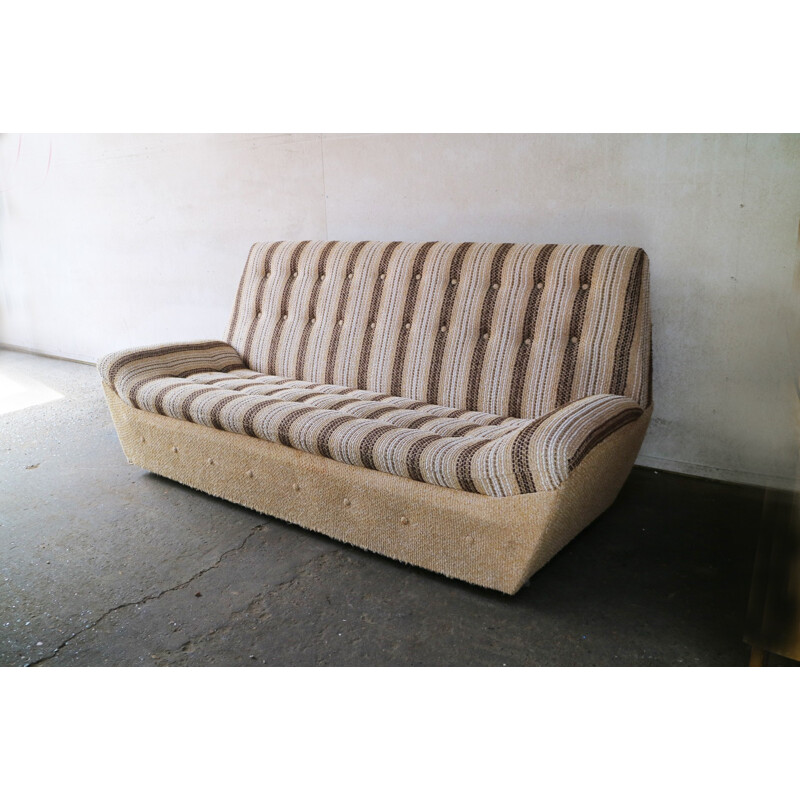 Canapé vintage avec tapisserie rayée - 1970