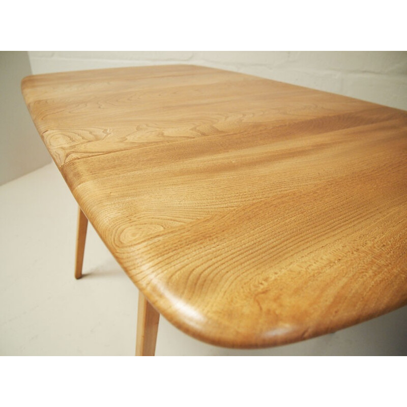 Vintage elm drop leaf dining table by Ercol furniture - 1960s