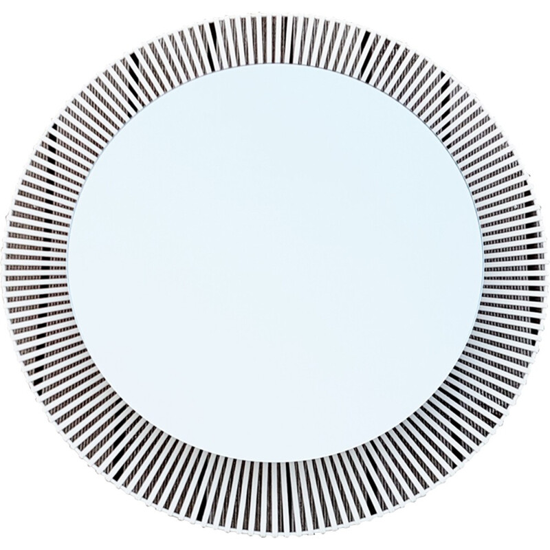 Miroir vintage éclairant en métal blanc par Zier-Form - 1970