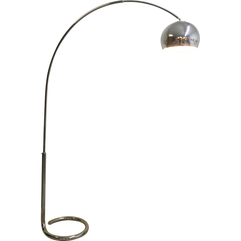 Vintage arc chromed metal floor lamp - 1970s