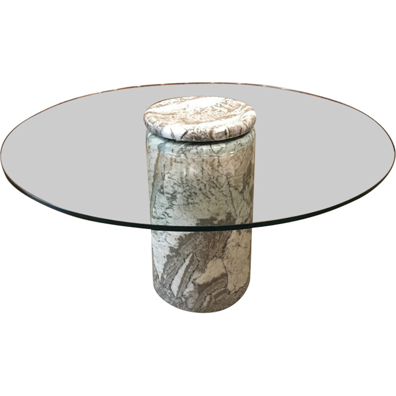 Table à repas vintage "Castore" en marbre italien par Angelo Mangiarotti - 1970