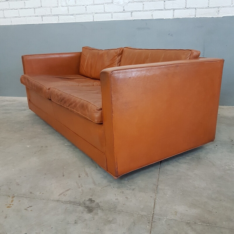 Cognac leather sofa for Artifort by Pierre Paulin - 1960s