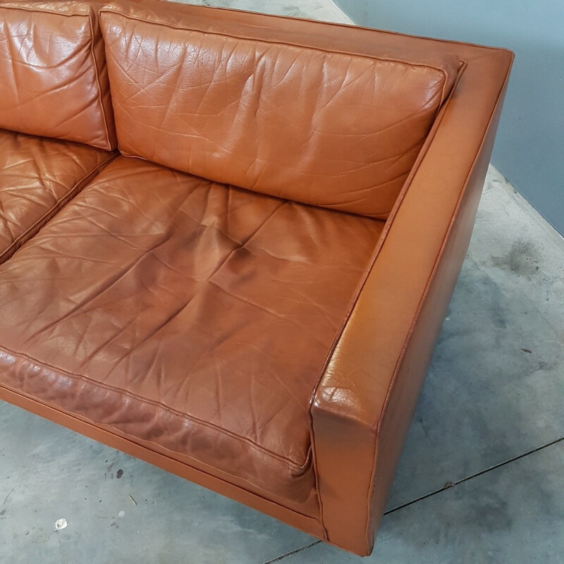 Cognac leather sofa for Artifort by Pierre Paulin - 1960s