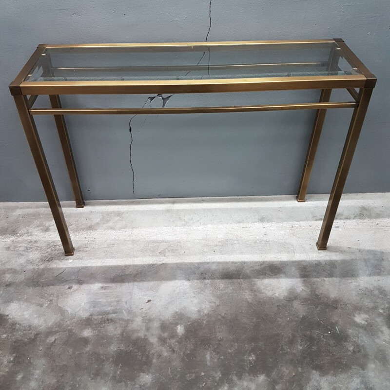 Vintage Brass with glass console - 1970s