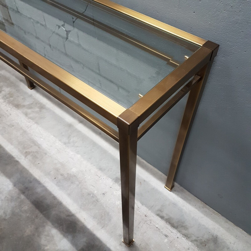 Vintage Brass with glass console - 1970s