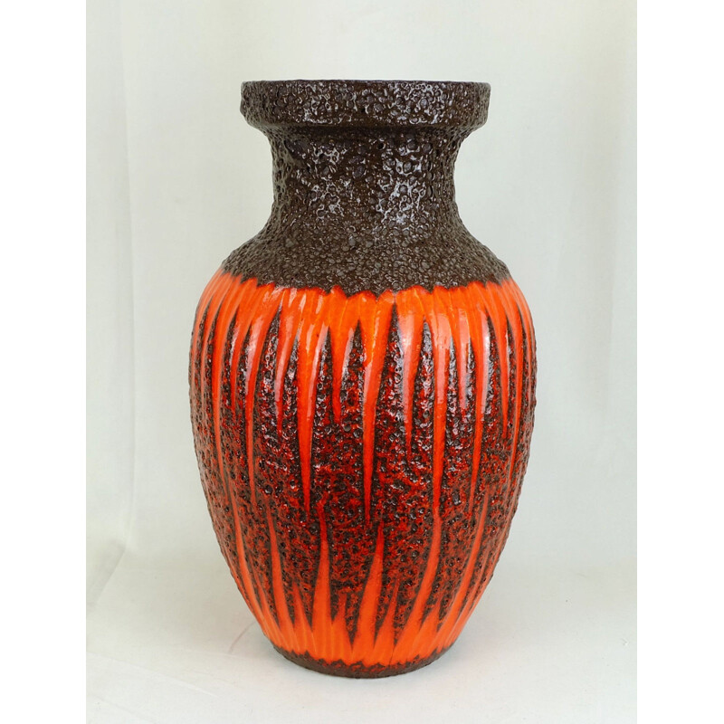 Vintage orange and black vase by Scheurich - 1960s