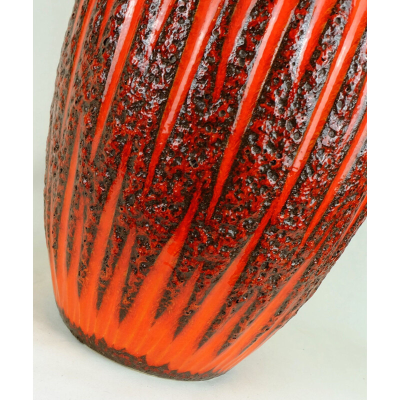 Vase vintage orange et noir par Scheurich - 1960