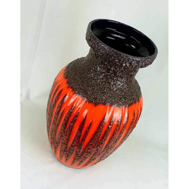 Vintage orange and black vase by Scheurich - 1960s