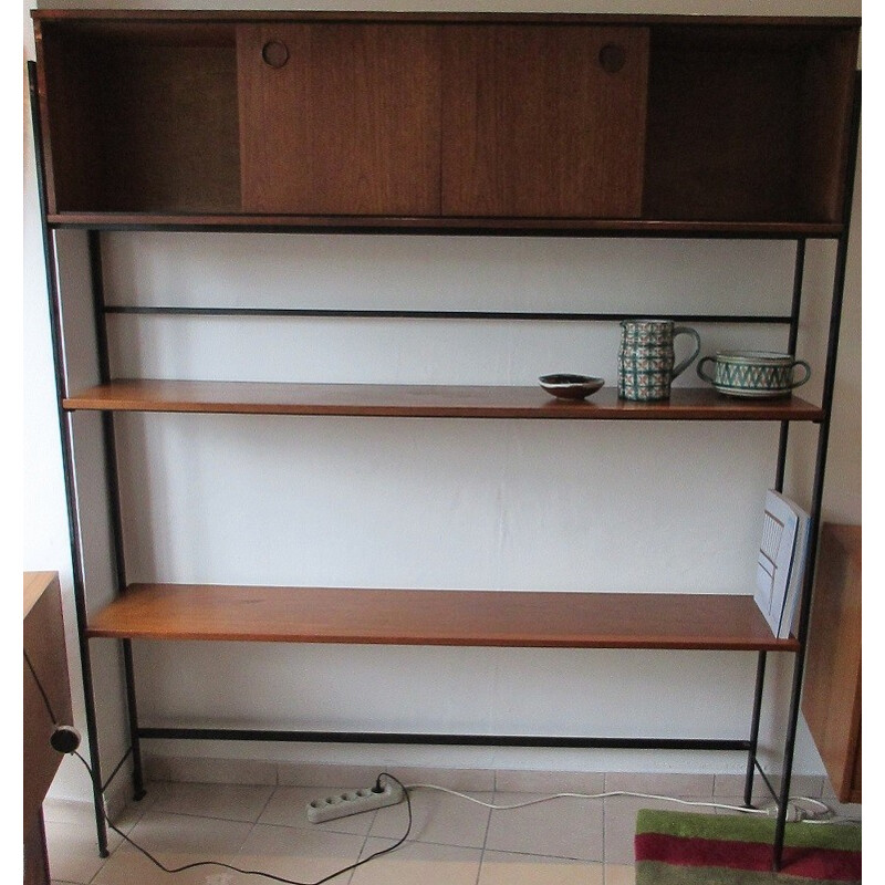 Vintage Shelving System with metal and teak - 1960s