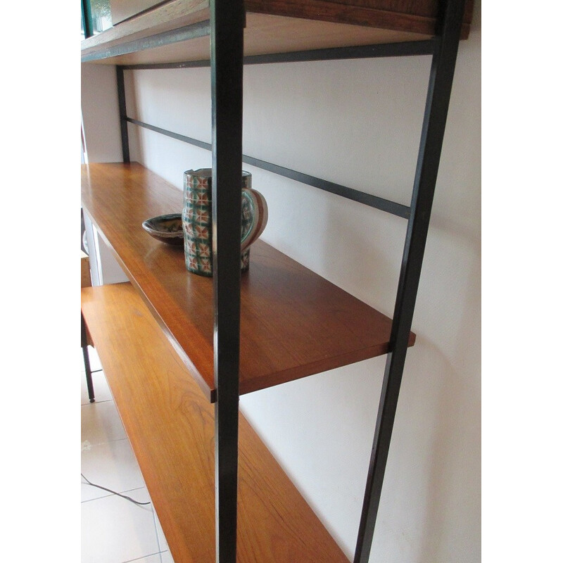 Vintage Shelving System with metal and teak - 1960s