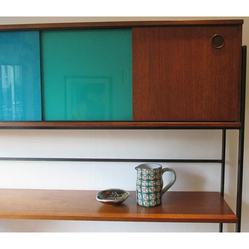 Vintage Shelving System with metal and teak - 1960s