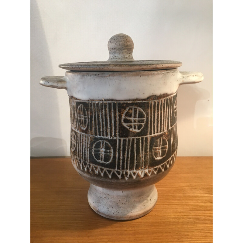 Vintage pote de cerâmica de Pouchain, 1950