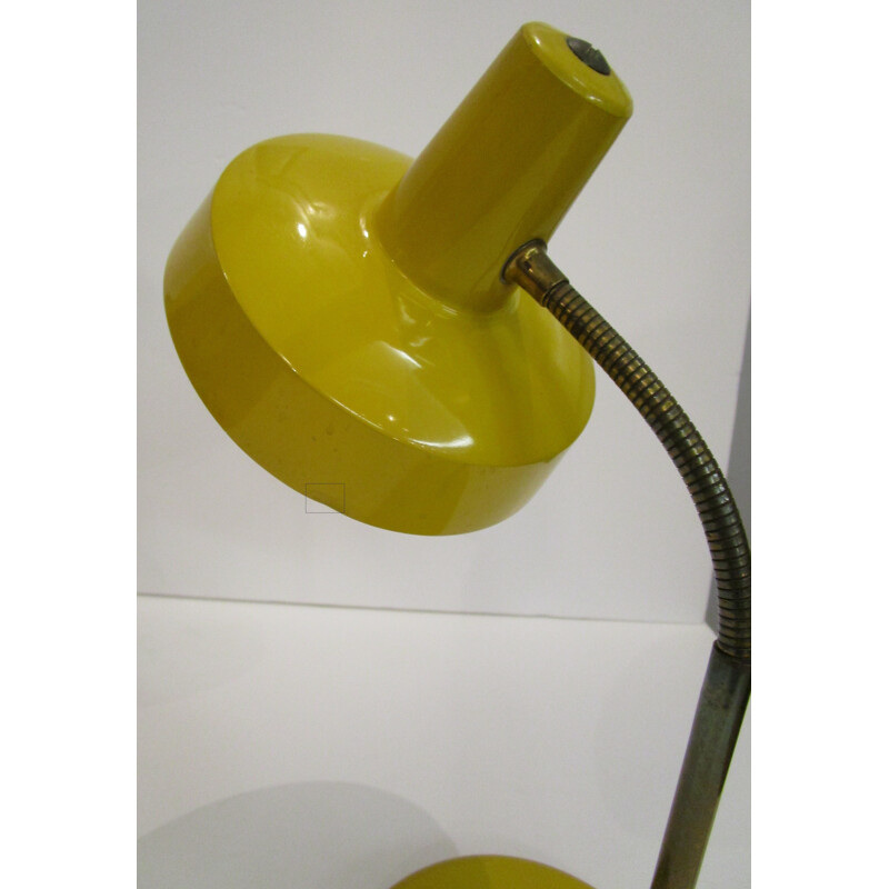 Set of 2 vintage table lamps in yellow metal - 1950s