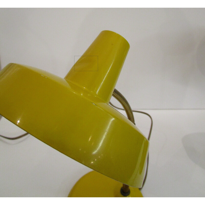 Set of 2 vintage table lamps in yellow metal - 1950s