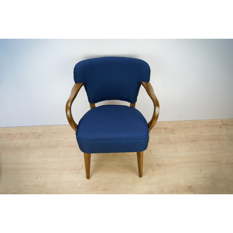 Set of 2 blue armchairs made in beechwood - 1950s