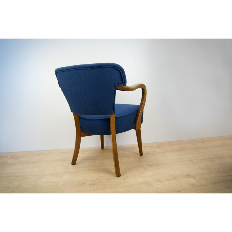 Set of 2 blue armchairs made in beechwood - 1950s