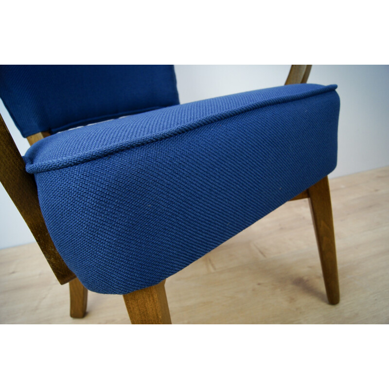 Suite de 2 fauteuils bleus en hêtre - 1950