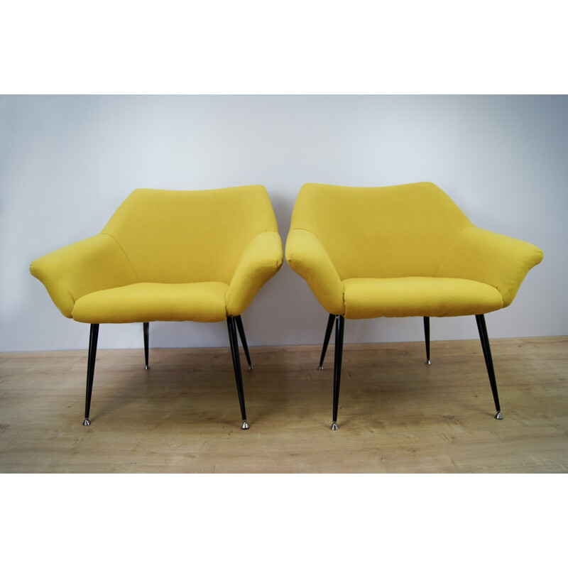 Set of 2 Yellow Polish Armchairs for Ewa - 1960s
