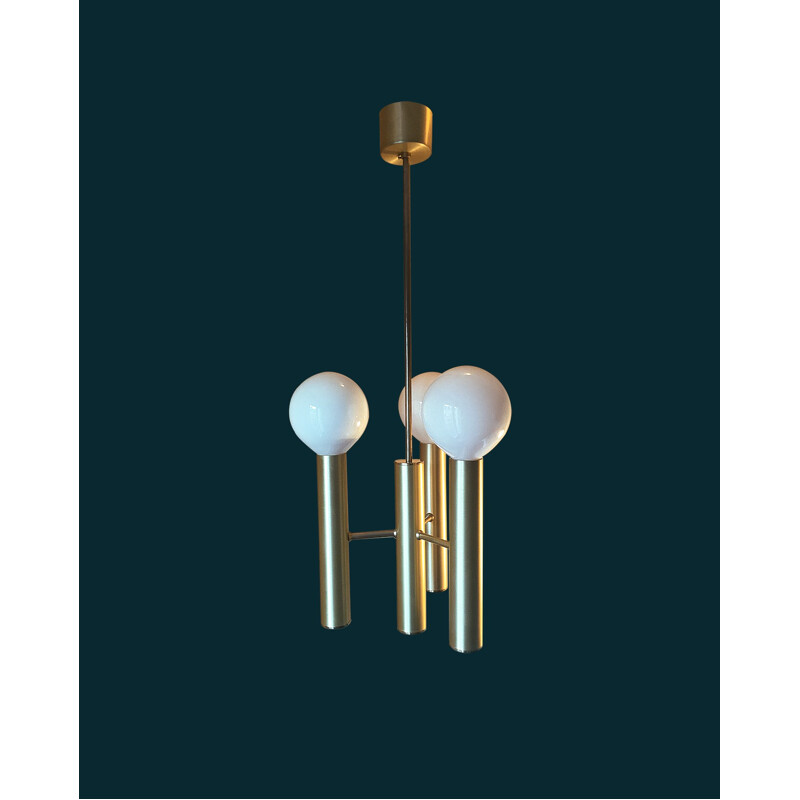 Candelabro escandinavo de 3 luzes em metal escovado, 1960