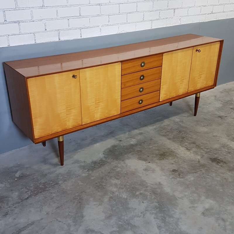 Vintage Teak, wood and brass sideboard - 1950s