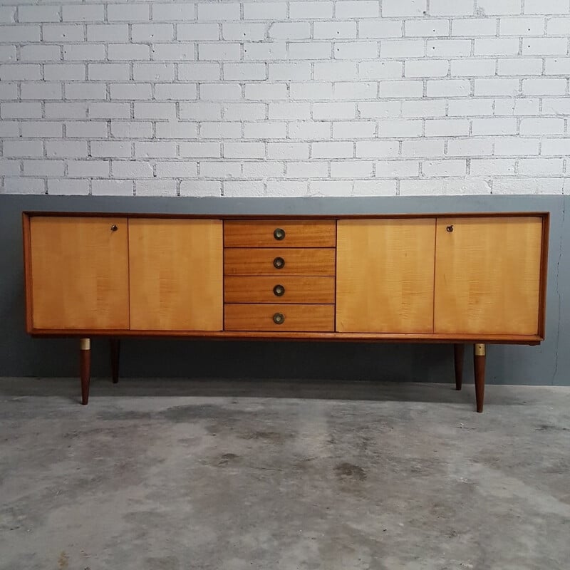 Vintage Teak, wood and brass sideboard - 1950s