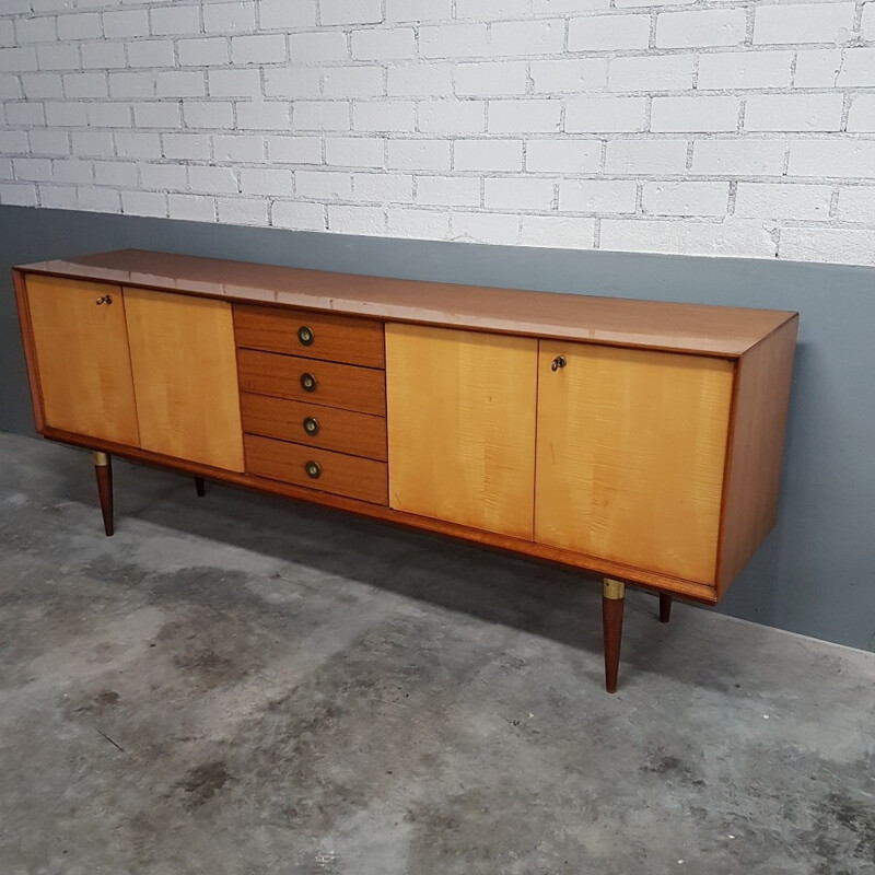 Vintage Teak, wood and brass sideboard - 1950s