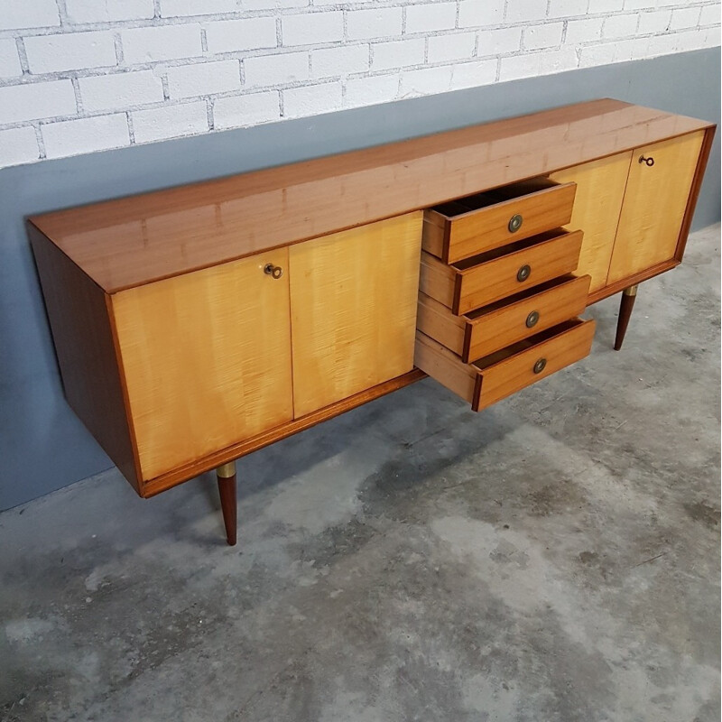 Vintage Teak, wood and brass sideboard - 1950s