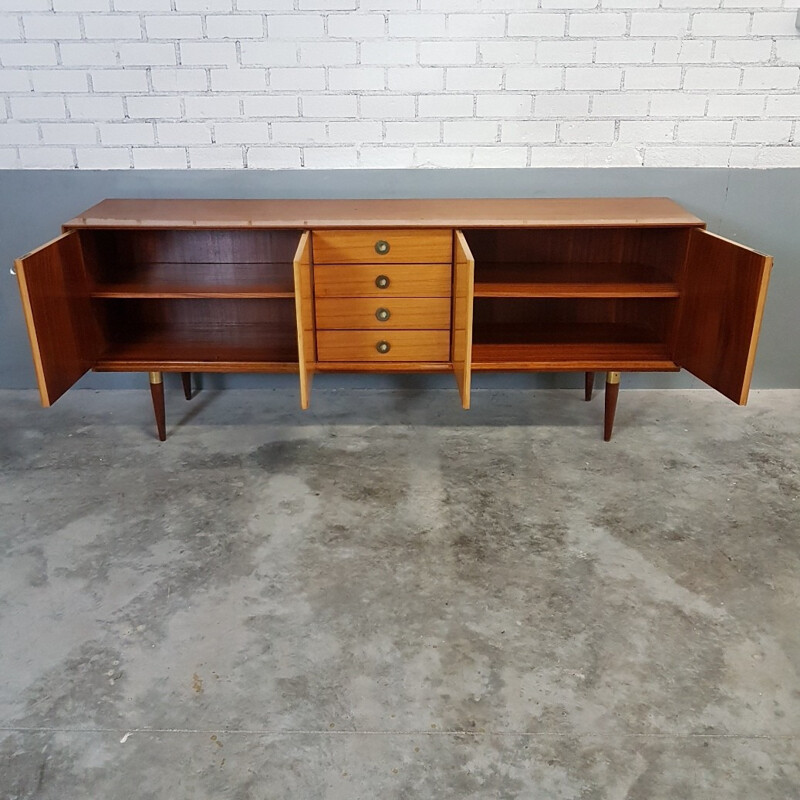 Vintage Teak, wood and brass sideboard - 1950s