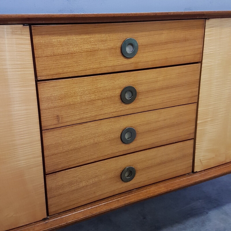 Vintage Teak, wood and brass sideboard - 1950s