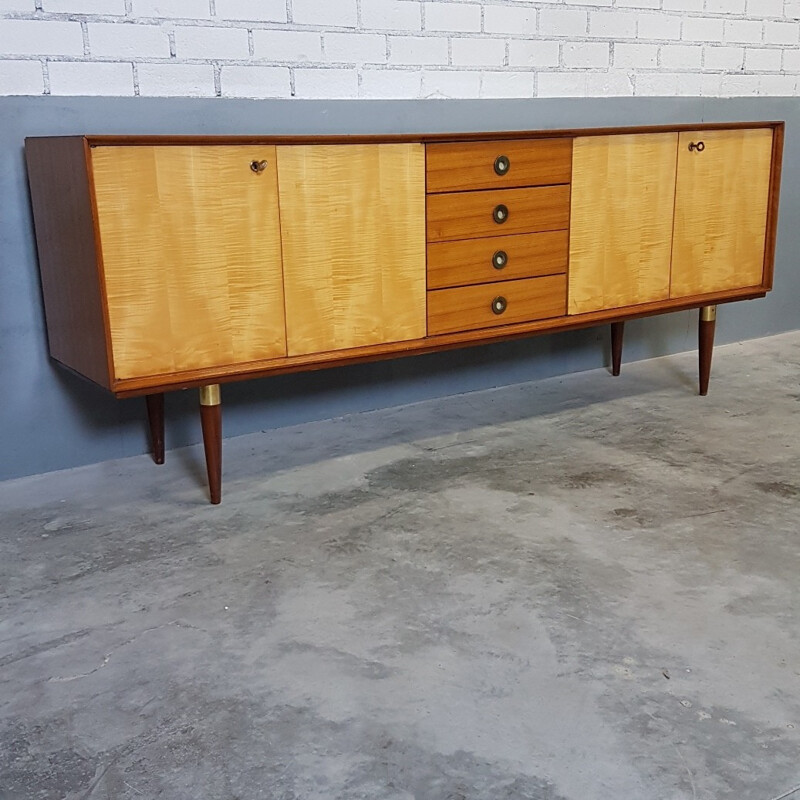 Vintage Teak, wood and brass sideboard - 1950s