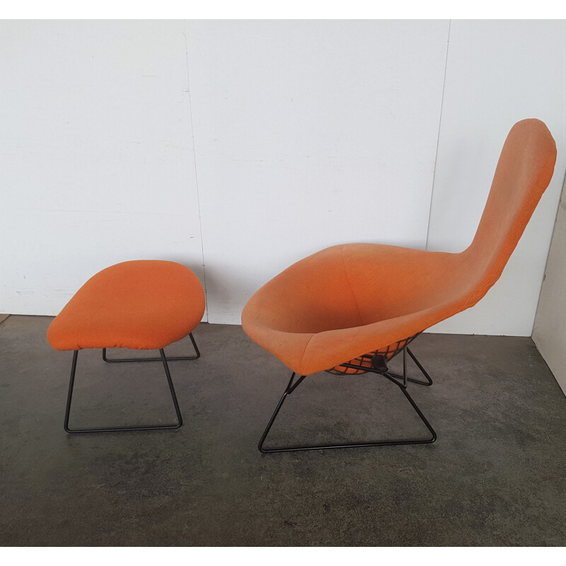 Vintage Armchair "Bird" with his footrest by Harry Bertoia - 1950s