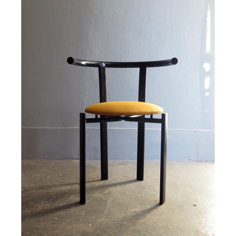 Vintage Tubular black lacquered chair - 1980s