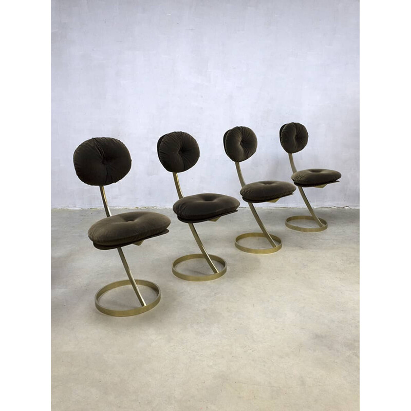 Set of 4 Vintage dinner chairs "Le Moulin Rouge" - 1970s