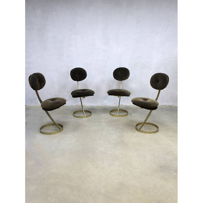 Set of 4 Vintage dinner chairs "Le Moulin Rouge" - 1970s