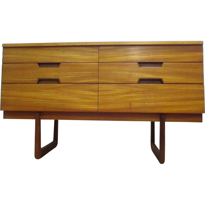 Vintage small chest of drawer in beechwood and teak by G.Hoffstead - 1960s