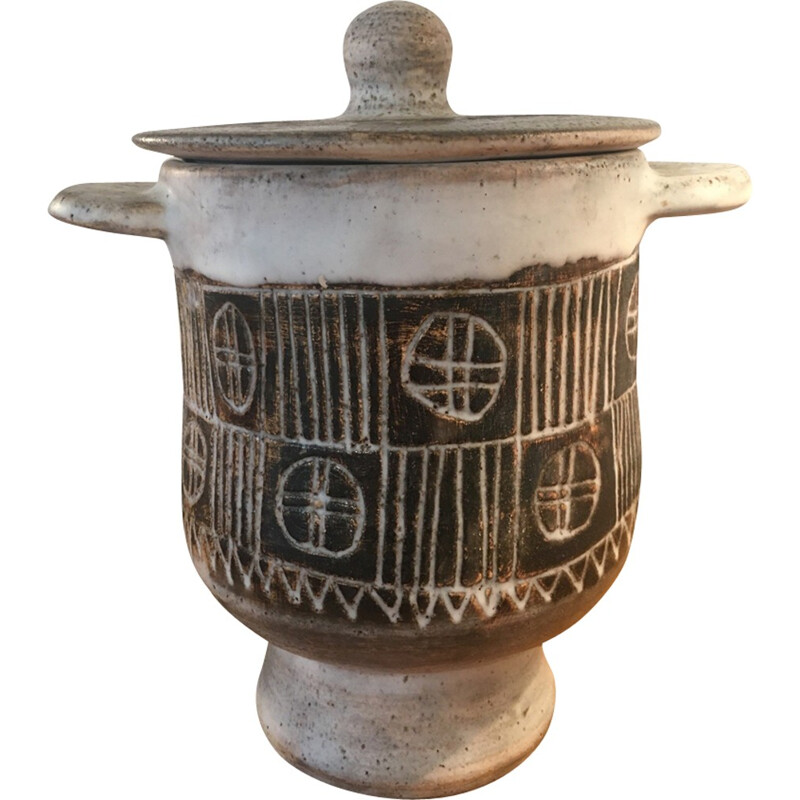 Vintage pote de cerâmica de Pouchain, 1950