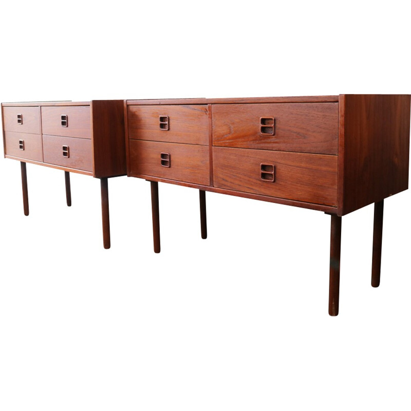 Pair of vintage Danish chest of drawers - 1970s